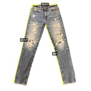 American Eagle Jeans Mens 29x32 Distressed Athletic Skinny AirFlex Temp Tech Den